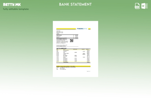 модерен стил Андора MoraBank банка извод шаблон ексел