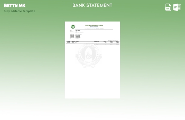 модерен стил Бангладеш Ислами Банка Лимитед Шаблон за збор за извод од банка