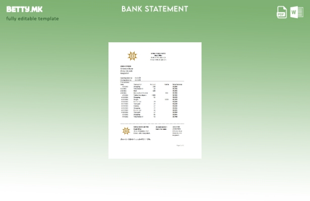 модерен стил Бангладеш Sonali банка извод од ексел шаблон