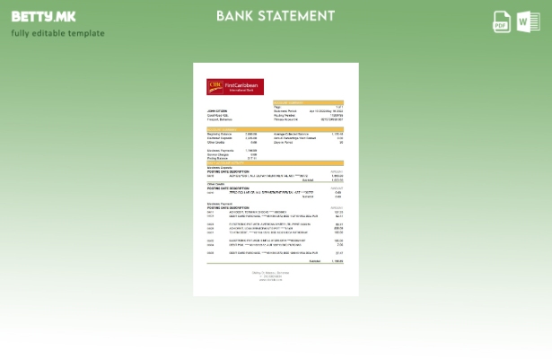 модерен стил Бахамите FirstCaribbean International Bank извод на ексел шаблон