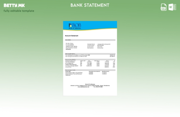 модерен стил Бахамската банка на Бахамите шаблон за збор за извод од банка
