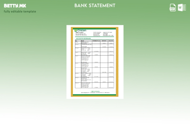 модерен стил Белгија Crelan банка извод шаблон ексел