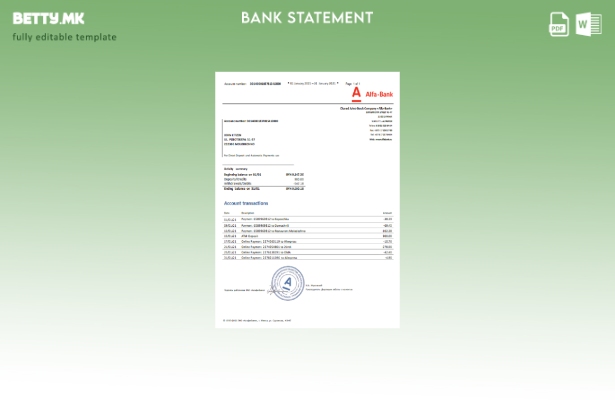 модерен стил Белорусија Алфа банка извод шаблон ексел