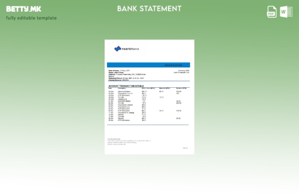 модерен стил Белорусија Paritet шаблон за извод од банка