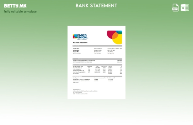 модерен стил Боливија Банко унија банка извод од ексел шаблон