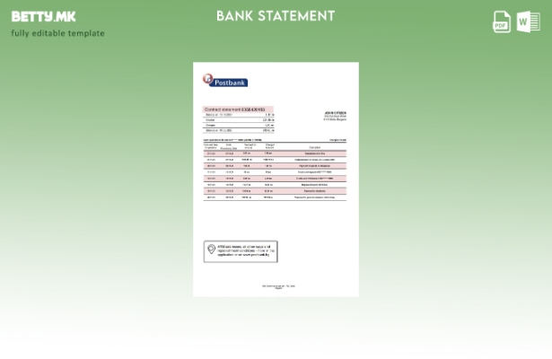 модерен стил Бугарија Шаблон за извод од поштенска банка