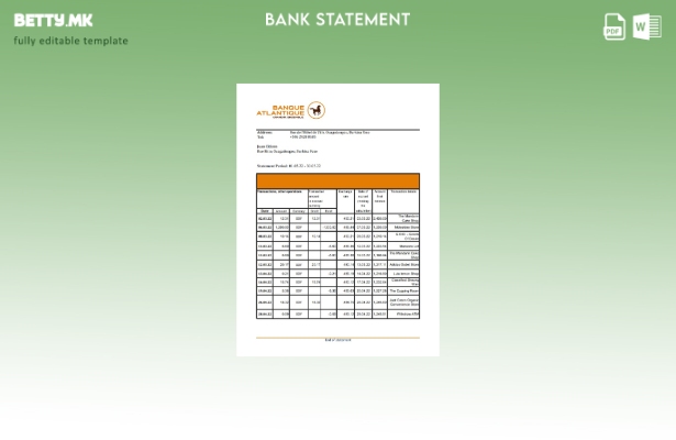 модерен стил Буркина Фасо Банка Атлантик извод на ексел шаблон