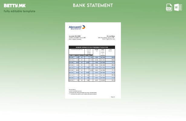 модерен стил Венецуела Mercantil банка извод на ексел шаблон