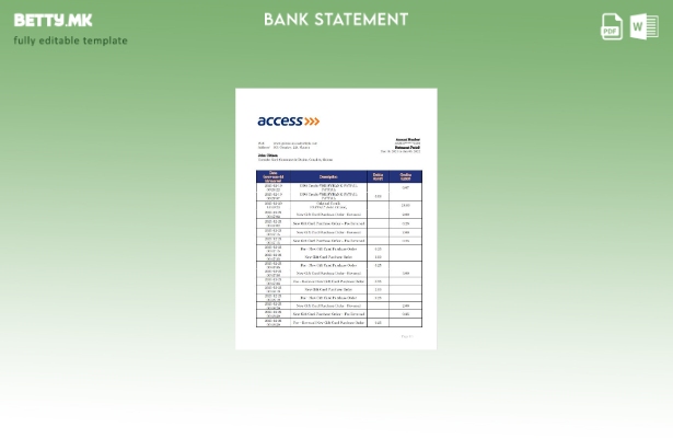 модерен стил Гвинеја Пристап до шаблон за збор за извод од банка