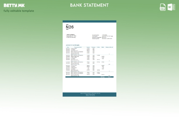 модерен стил Германија N банка Шаблон Word