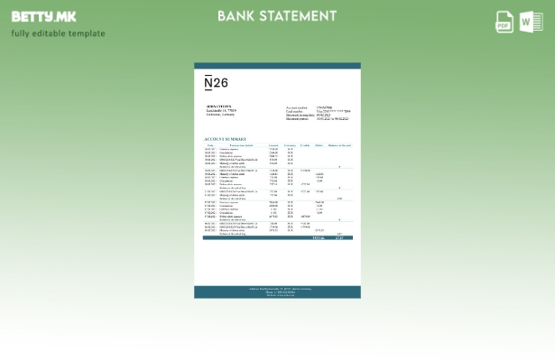 модерен стил Германија N bank Excel шаблон