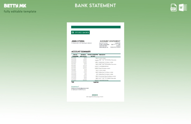 модерен стил Данска Jyske банка извод од ексел шаблон