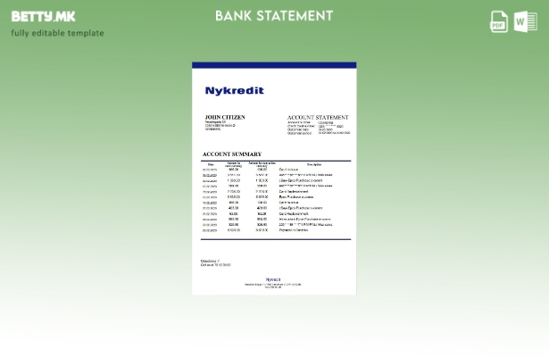 модерен стил Данска Nykredit шаблон за извод од банка