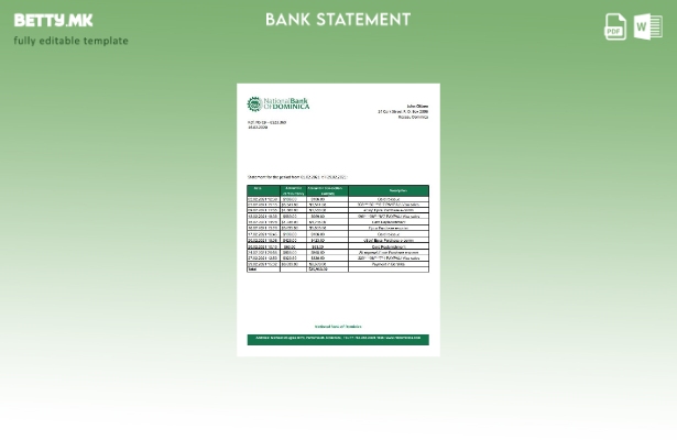 модерен стил Доминика Народната банка на Доминика банкарски ексел шаблон