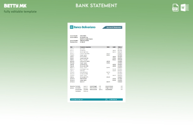 модерен стил Еквадор Банко Боливарино банкарски ексел шаблон