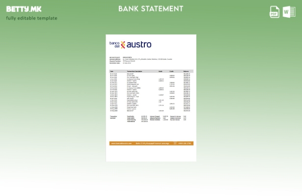 модерен стил Еквадор Банко дел Аустро шаблон за извод од банка