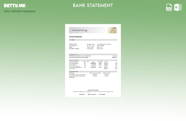модерен стил Еквадор Централна банка на Еквадор банка извод ексел шаблон