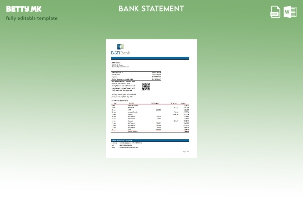 модерен стил Екваторијална Гвинеја BGFI извод од банкарски ексел шаблон