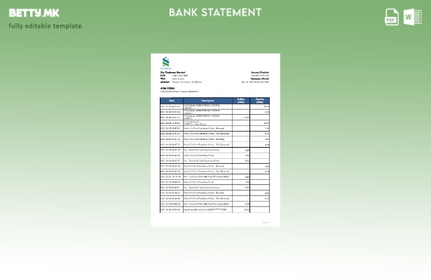 модерен стил Зимбабве Стандарден чартер извод од банкарски ексел шаблон