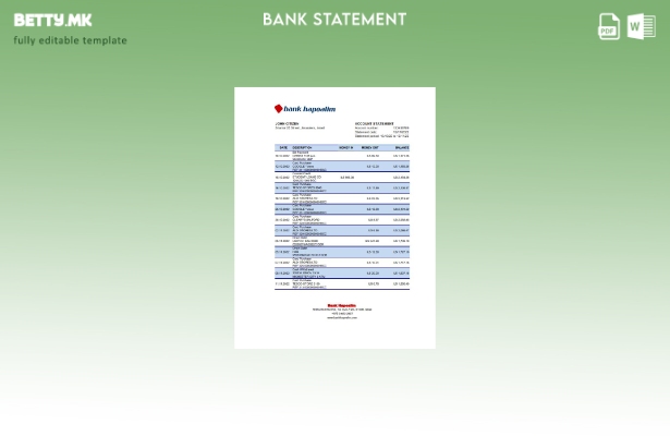 модерен стил Израел Хапоалим извод од банкарски ексел шаблон