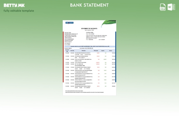 модерен стил Индија ДА шаблон за збор за извод од банка