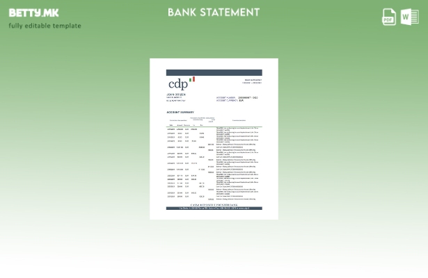 модерен стил Италија Cassa Depositi e Prestiti шаблон за ексел банкарски извод