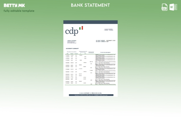 модерен стил Италија Cassa Depositi e Prestiti шаблон за извод од банка