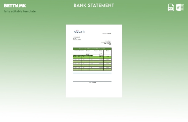 модерен стил Италија Citibank банка извод шаблон ексел