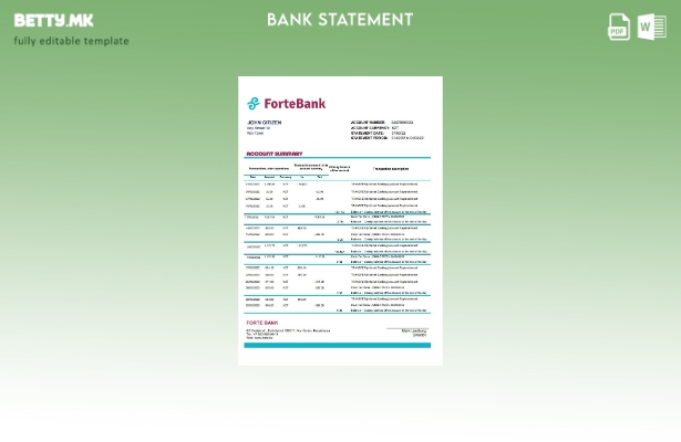 модерен стил Казахстан Форте извод на банкарски ексел шаблон