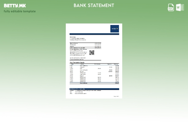 модерен стил Камбоџа Acleda банка извод шаблон ексел