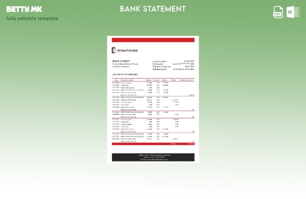 модерен стил Камерун Африланд Шаблон за ексел за прв извод од банка