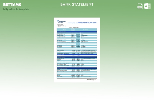 модерен стил Канада ЈП Морган Чејс доказ за адреса банкарски извод шаблон ексел