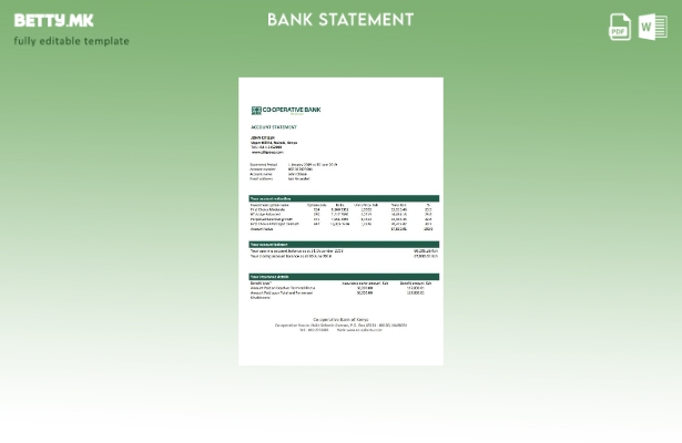 модерен стил Кенија, шаблон за зборови за изјава на Кооперативна банка на Кенија