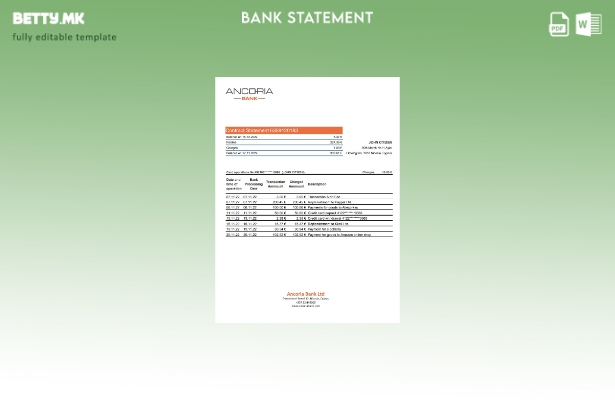 модерен стил Кипар Анкорија банка извод шаблон ексел