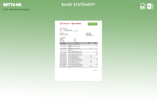 модерен стил Колумбија Scotiabank Colpatria шаблон за извод од банка