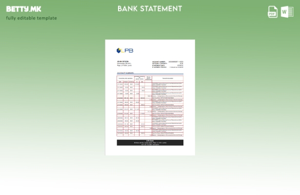 модерен стил Латвија ЛПБ извод од банка ексел. шаблон