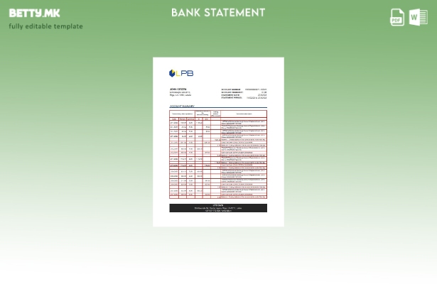 модерен стил Латвија ЛПБ извод од банкарски ексел шаблон
