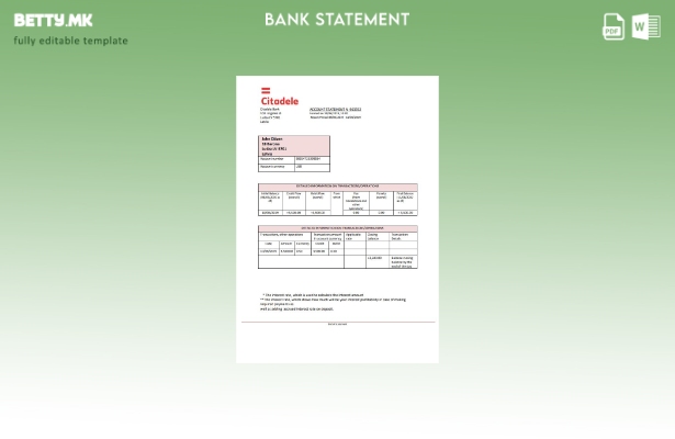 модерен стил Латвија Citadele шаблон за извод од банка
