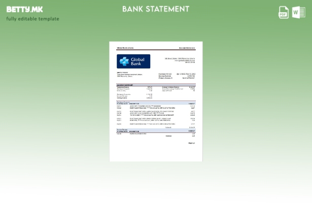 модерен стил Либерија Шаблон за збор за извод од банка