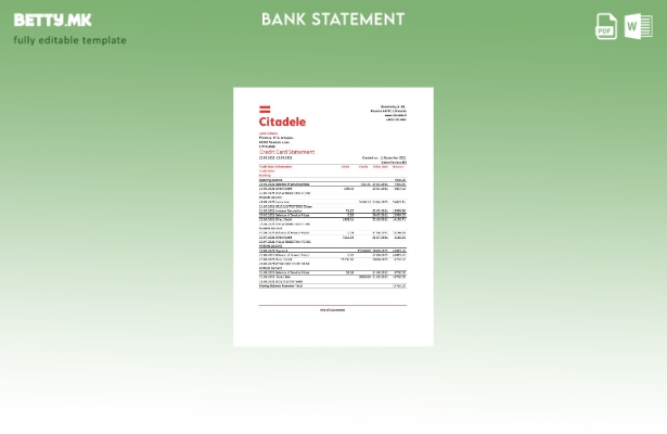 модерен стил Литванија (Литва) Шаблон ексел за извод од банкарска кредитна карти