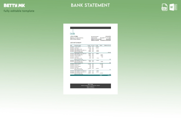 модерен стил Литванија DNB извод од банкарски ексел шаблон