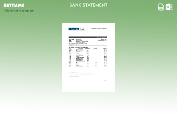 модерен стил Литванија Danske шаблон за извод од банка