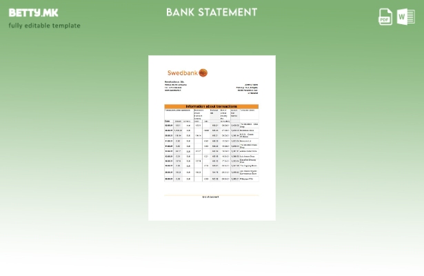 модерен стил Литванија Swedbank банкарски шаблон ексел
