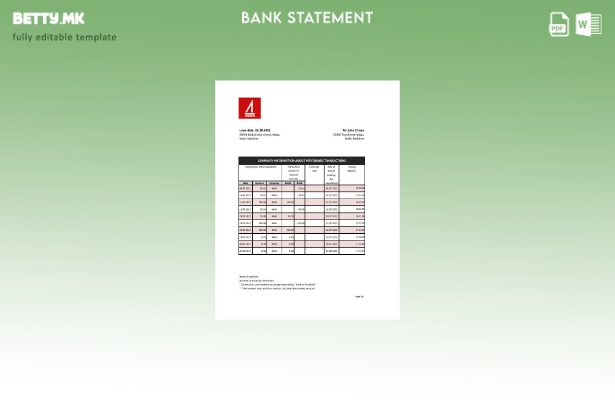 модерен стил Малдиви Банка на Малдиви банка извод шаблон ексел