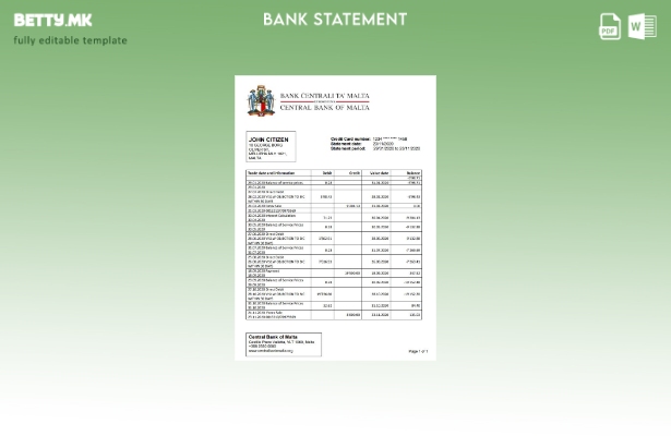 модерен стил Малта Централна банка на Малта банка извод шаблон збор