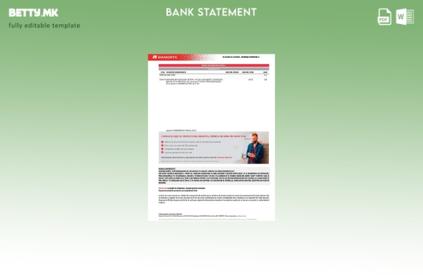 модерен стил Мексико Банорте шаблон за збор верзија на извод од банка