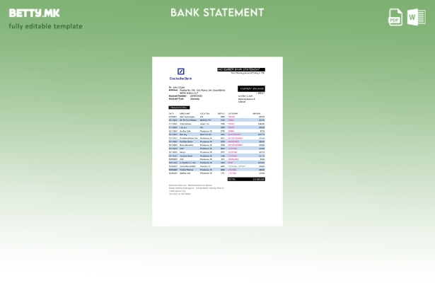 модерен стил Мексико Дојче банка извод шаблон ексел