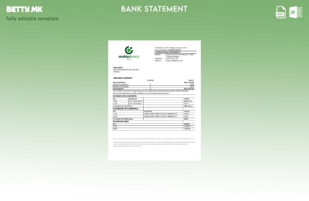 модерен стил Молдавија Mobiasbanca банка извод шаблон зборови