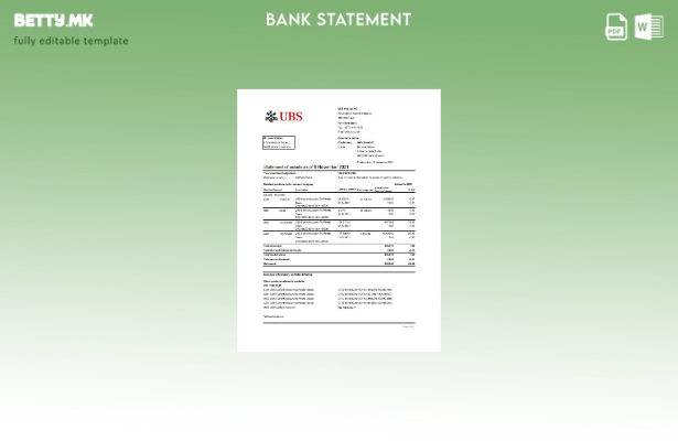 модерен стил Монако УБС банка извод образец ексел