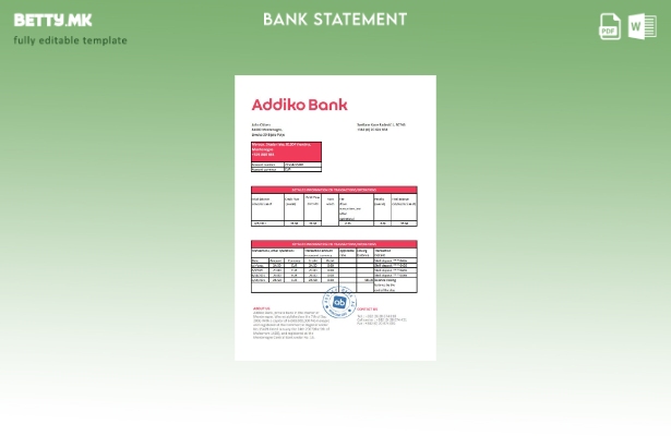 модерен стил Монтенегро Адико извод од банкарски ексел шаблон